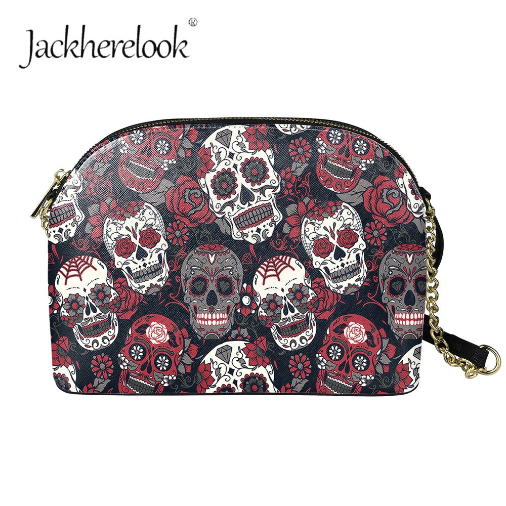 Jackherelook dames suikerschedel patroon dames rits crossbody tassen schoudertassen gothic stijl trend handtassen: Zbx 445 d 49