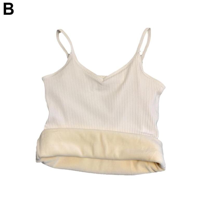 Chaleco de terciopelo sin mangas para mujer, ropa interior gruesa, cálida, combina con todo, camiseta cálida, E9n1: white / L