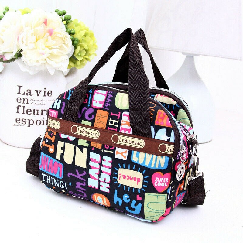 Women Girls Bag Waterproof Nylon Zipper Shoulder Bag Travel Tote Purse Shopping Bags