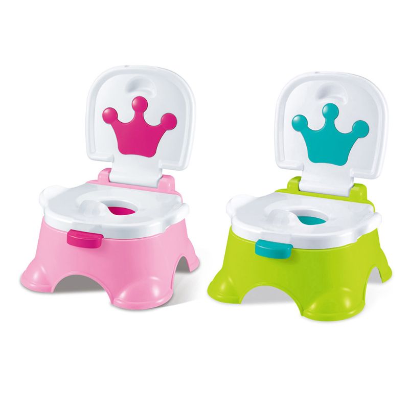 Childrens Boys Girls Toilet Seat Cute Cartoon Crown Multifunction Training Learning Potty with Footstool Infants Kids Foldable O