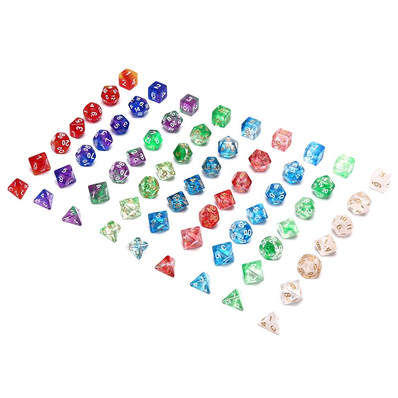 7 Stks/set Transparant Acryl Dobbelstenen Set Multicolor 4, 6, 8, 10, 12, 20 Zijdige Dobbelstenen Trpg Game Liefhebbers Spelen Games