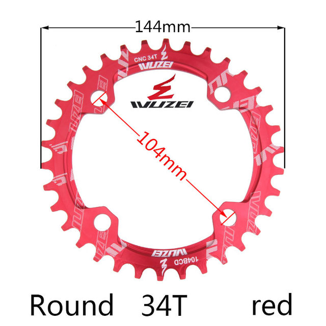 Wuzei 104 bcd crown mtb monoplates kettingblad mountainbike kettingblad 36 34 32 38 40 42 30 tanden fiets smal breed tandwiel: Zwart