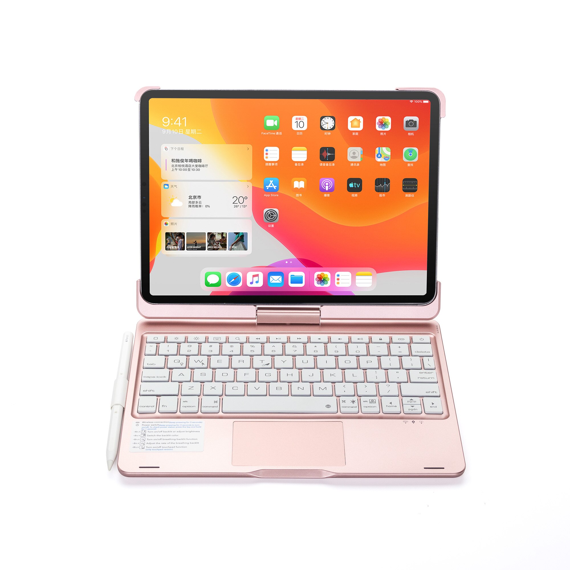 Kleurrijke Backlight 360 Graden Rotatie Met Pen Houder Muis Touchpad Laptop Bluetooth Toetsenbord Voor Ipad Pro 11 F360BS F360BTS