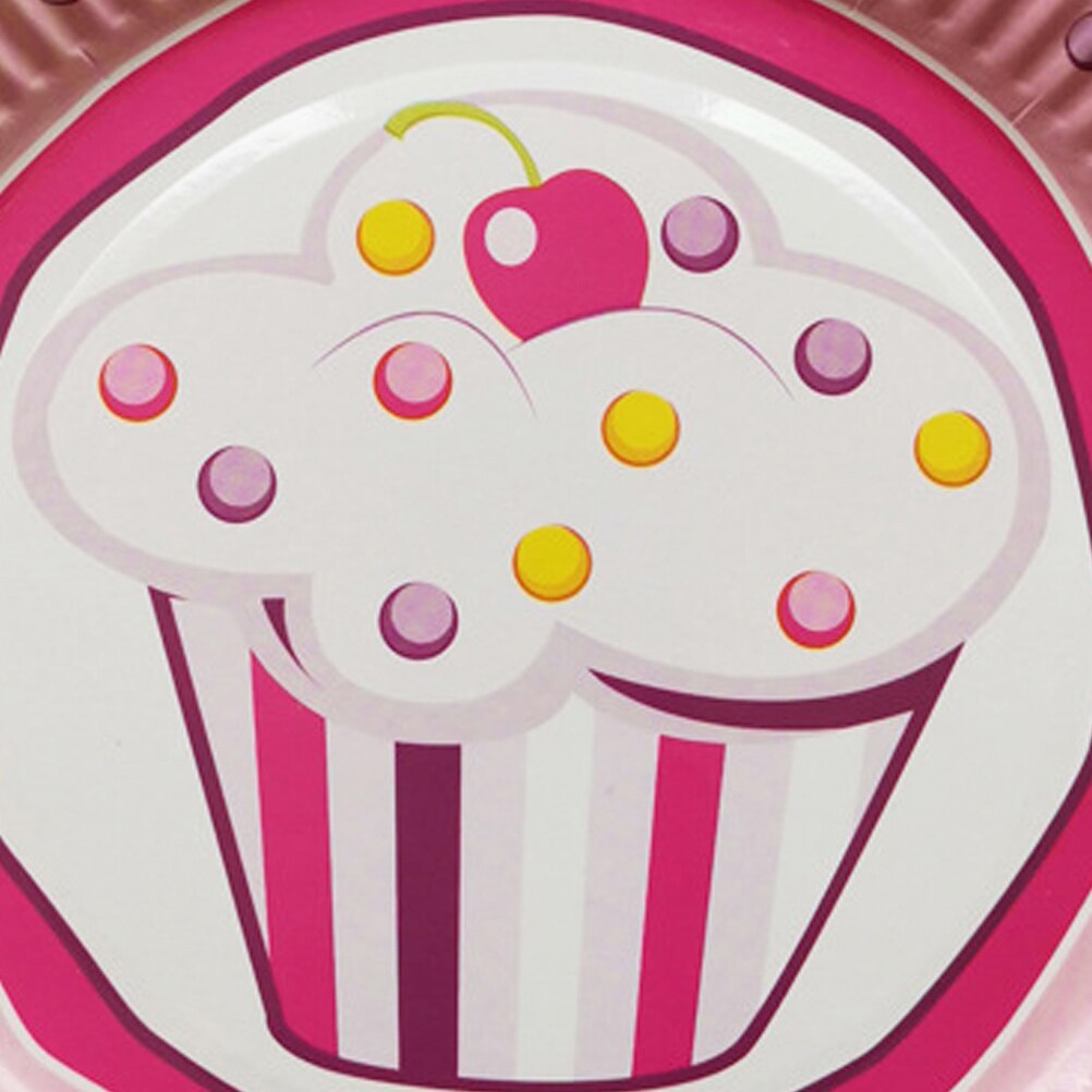 10pcs Paper Plate Pattern Round Disposable Paper Plates Birthday Party Supplies for Cake Appetizers Snacks Dessert