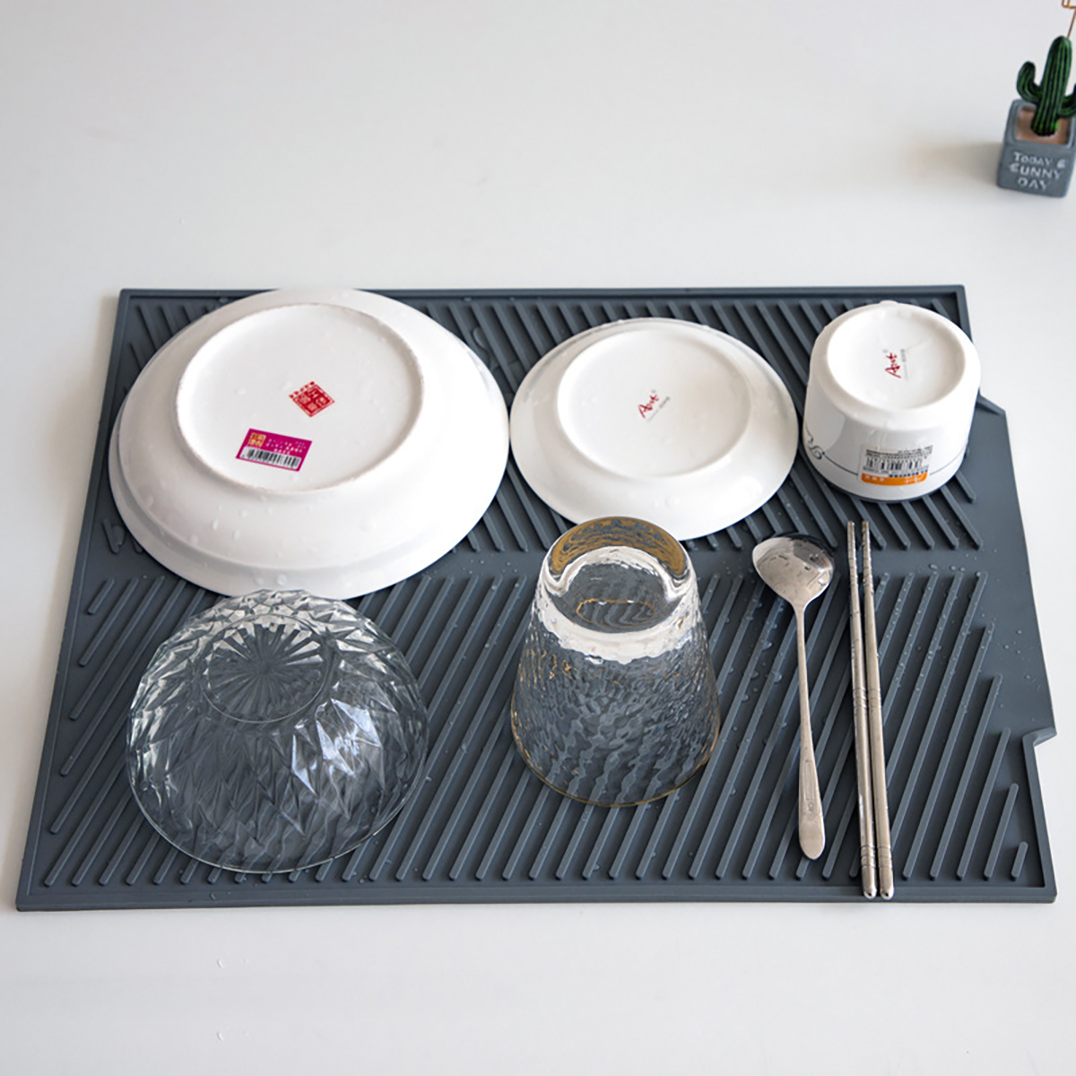 Aanrecht Drainage Mat Hoge Temperatuur Siliconen Keuken Drainage Mat Snelle Drainage Potten, Vaatwasmachinebestendig