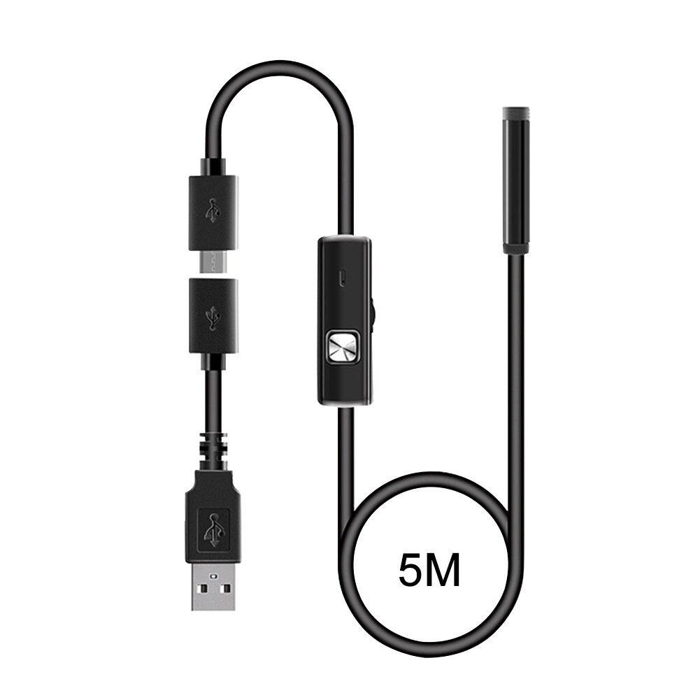 Industrial Endoscope IP67 with 6 LED Conduit Air Conditioning Pipeline Drain Sewer Inspection Waterproof Snake Camera: 5m