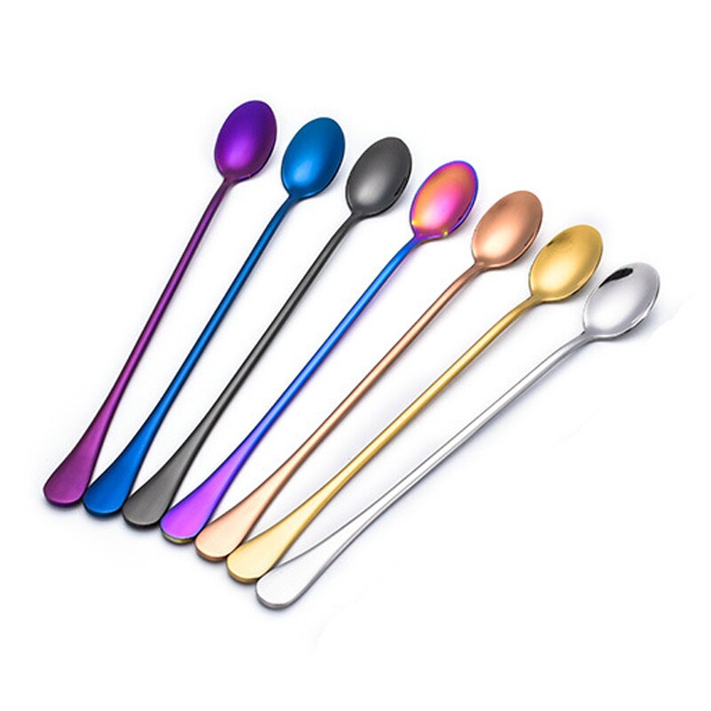 9-Inch Long Handle Iced Tea Spoon, Coffee Spoon, Ice Cream Spoon, Stainless Steel Cocktail Stirring Spoons