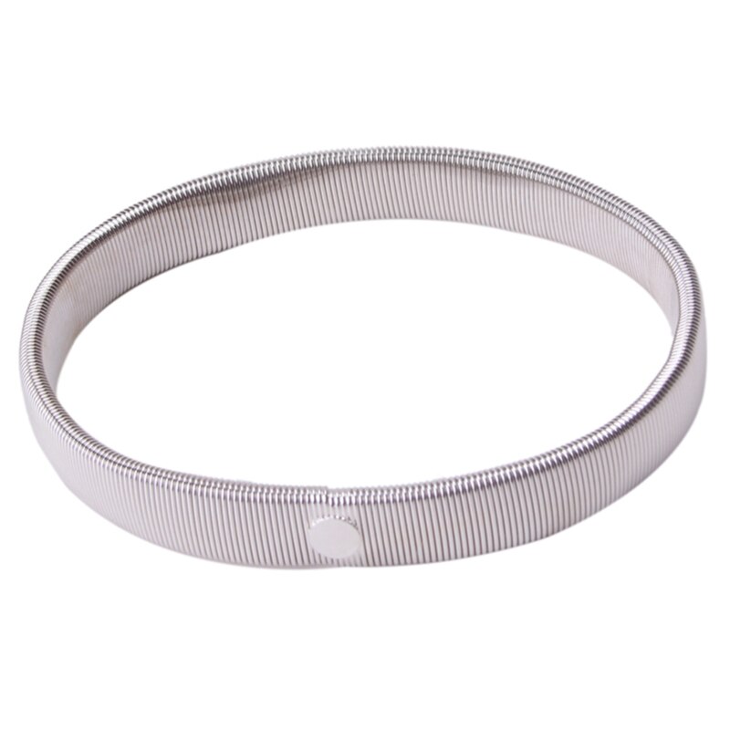 1pc Unisex Punk solido braccialetto elastico manica in metallo cerchio molle filo d'acciaio bracciale bracciale perimetro 26cm: white