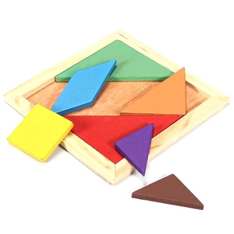 Kinderen Houten Rainbow Kleur Tangram Kids Diy Tangram Houten Puzzel Kid Educatief Speelgoed Kleuterschool Kinderen Zeven Stuk Puzzel