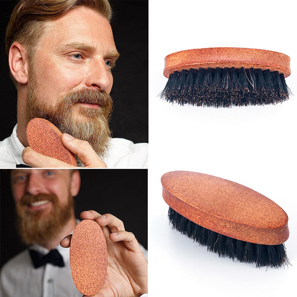 Jabalí Natural de 8,5 cm, cepillo barba cerdas para hombre, masaje facial de bambú que funciona de maravilla para peinar barbas y bigote