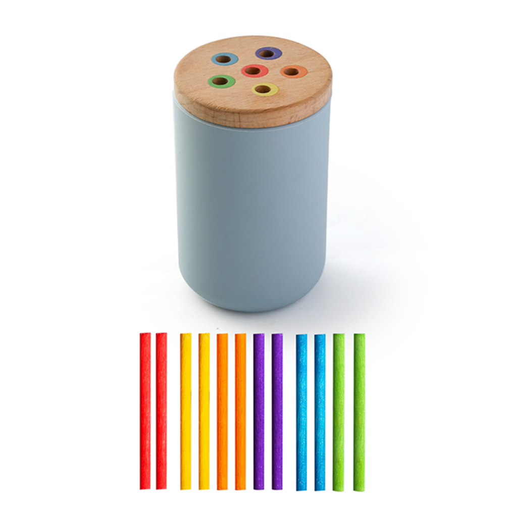 Counting Montessori Toys Wooden Stick Matching Games Color Sorting Cup Preschool Learning Education Toys for Kids Girls Boys: light yellow