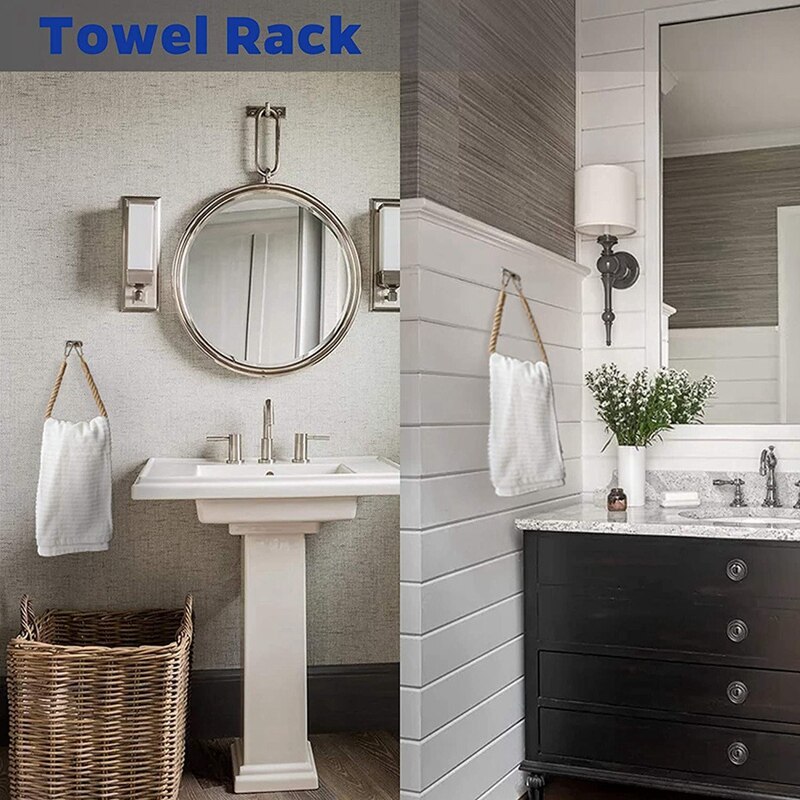 Soporte de papel higiénico para Portarrollos de papel, cuerda de cáñamo con gancho para papel higiénico