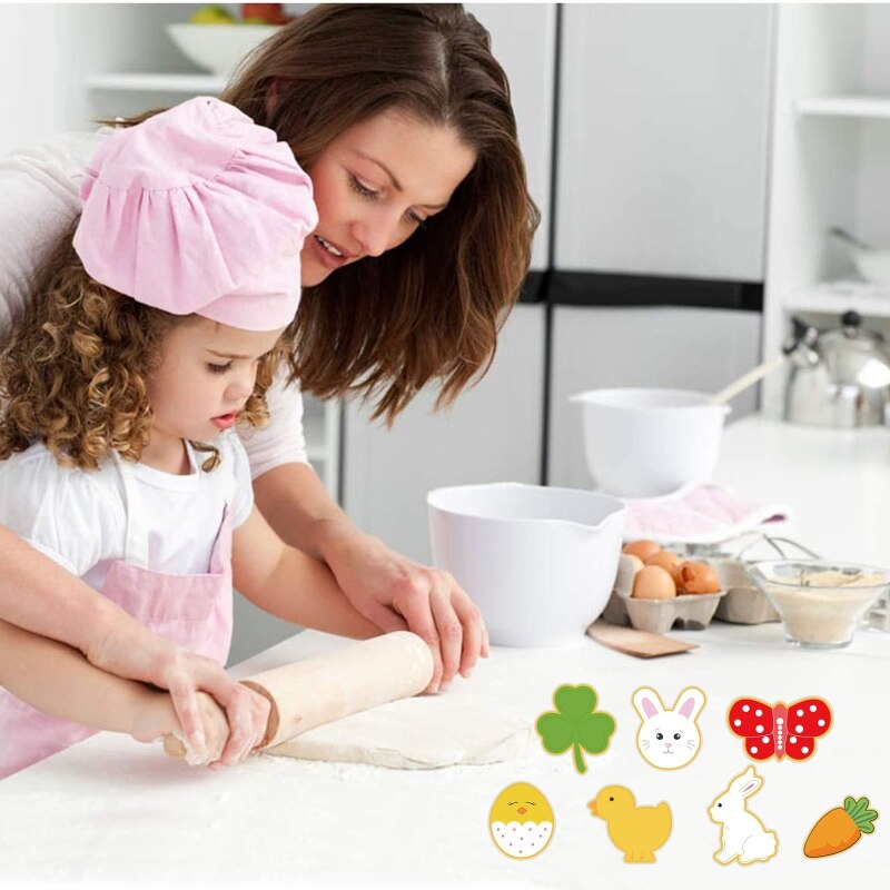 11 Pack Easter Cookie Cutters Set Egg Rabbit Bunny Hare Chicken Butterfly Carrot Fondant Biscuit Cutters Stainless Steel B03E