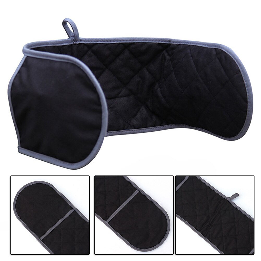 Padded Heat Oven Gloves Resistant Kitchen Cotton Potholders Mitts Black