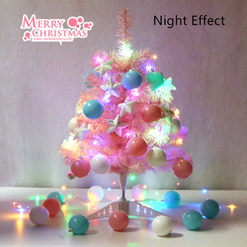 60CM Pink/Blue Christmas Tree Home Window Hotel Mall Counter Desktop Cabinet Decorative Tree Plant Year Xmas Decoration