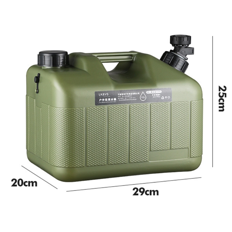 10L Outdoor Hiking Camping Water Bucket Portable Car Water Tank Container Large-caliber Water Canister with Faucet