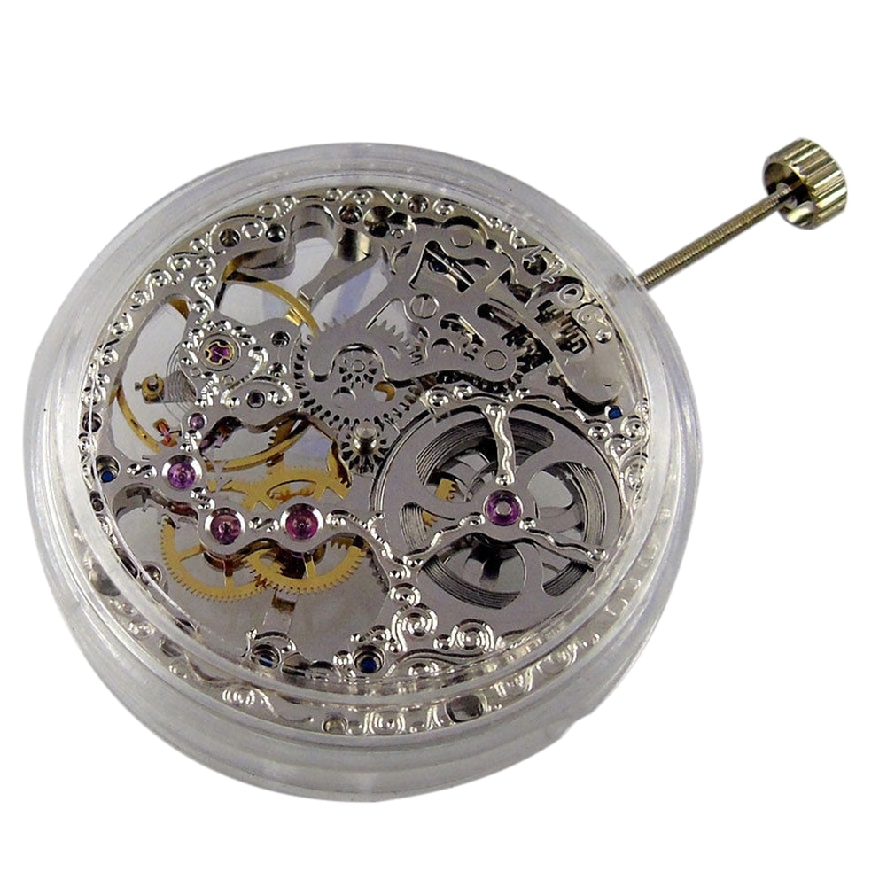 17 juwelen Zilver Aziatische Volledige Skeleton Hand-Kronkelende Beweging Vervanging Duurzaam Voor ETA 6497 Horloge beweging Repair Tool Onderdelen