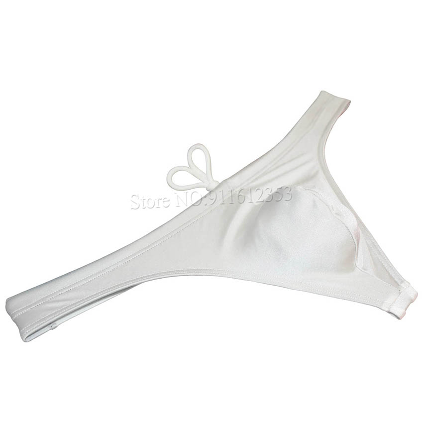 Herren Badeanzug Slips Bade bekleidung Surf Shorts verstellbare Tankini Kordel zug & Double Layer glänzenden Stoff: M / WHITE