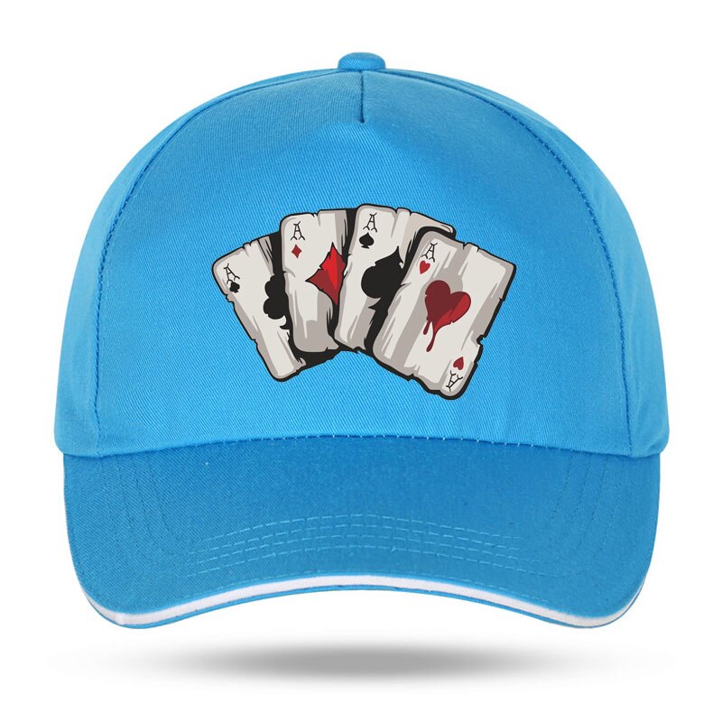 Sommer brand poker spar en interessant print herre baseball kasketter afslappet hip hop bomuld kvinder trucker cap velcro hat: Blå