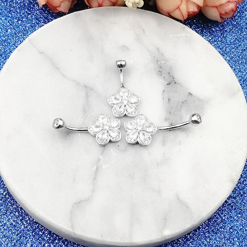 Bloem Navel Navel Piercing Ringen Bulk 925 Sterling Silver Body Sieraden Voor Vrouwen Fijne Zomer Accessoires Romantische