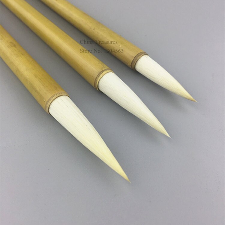3pcs/lot Da Bai Yun Sheep Hair Brush Chinese Calligraphy Writing Brush Pen Woolen Wool Goat Hair Painting Brush Mao Bi
