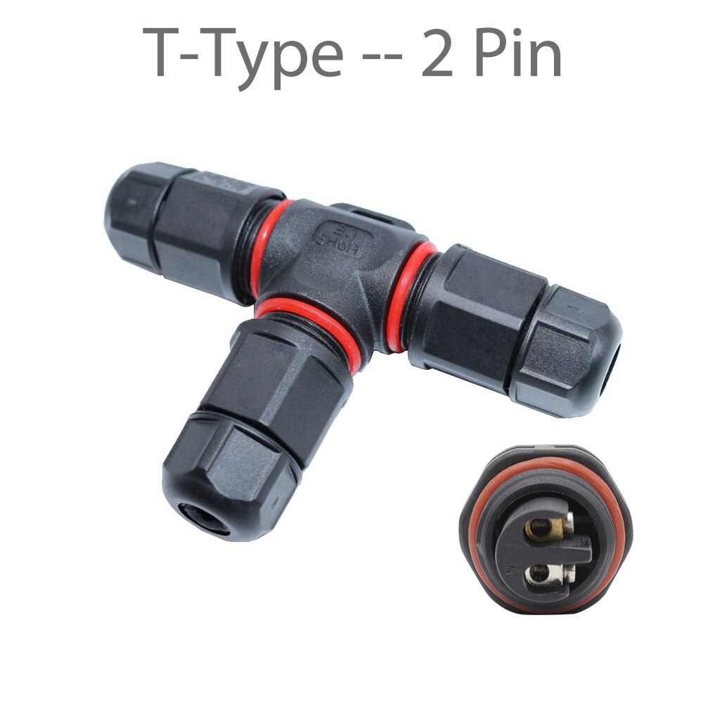 Waterproof Connector 2 Pin 3 Pin 380V T/I/X Shape Cable Wire Screw Adapter IP68 Electrical Terminal Connectors LED Outdoor Light: T Type 2 Pin