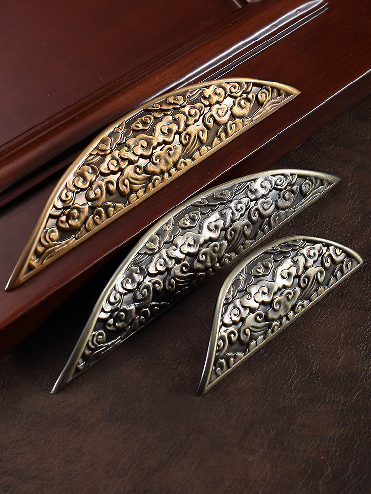 Antique Chinese Drawer Pulls Curve Cabinet Door Handles Kitchen Cupboard Pulls and Knobs Drawer Decoration Furniture Hardware