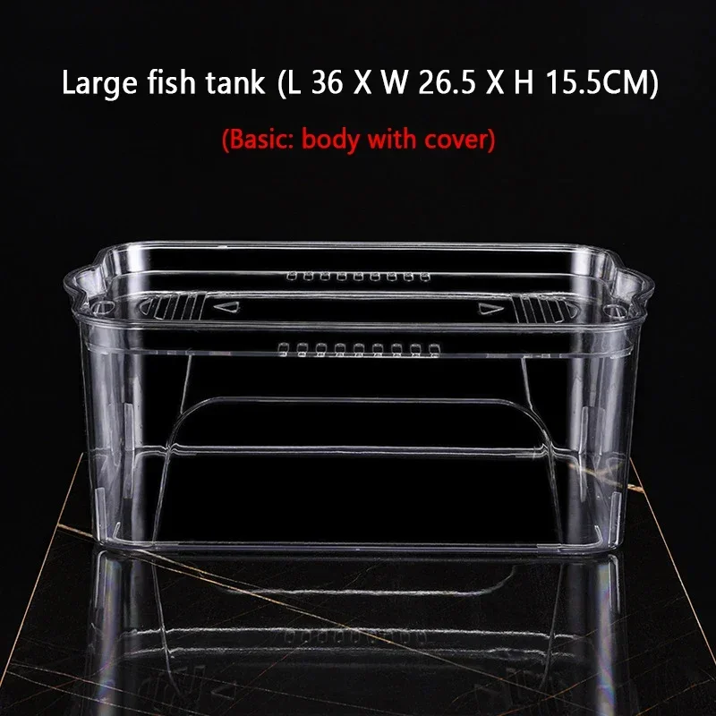 Transparant Vierkant Aquarium Plastic Goudvissen Tank Aquarium Betta Vis Kweekdoos Aquaria Tafeldecoratie: Marineblauw