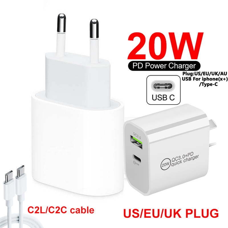 PD20W + QC3.0 caricabatterie a ricarica rapida per IPhone13 12 caricabatterie a doppia porta IPhone 12 11 Pro XR XS Max 6 7 8 IPad Huawei Xiaomi Samsung