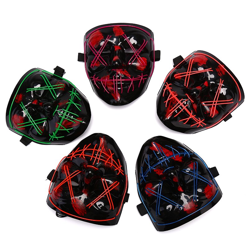 Clubbing Light Up "Stitches" LED Mask Costume Halloween Rave Cosplay DJ Party Xmas Light Mask Unisex