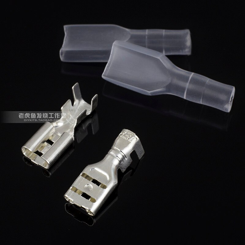 10 pcs/package 6.3/4.8mm cold crimping wire connection terminal plug spring pure copper thick silver plated sheath