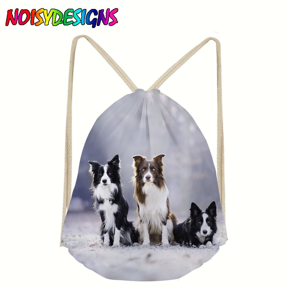 Lin oppbevaring pakke bag border collie hund mønster snøre bag liten mynt veske reise kvinner liten tøy veske veske: Lmyd 3921 z 3