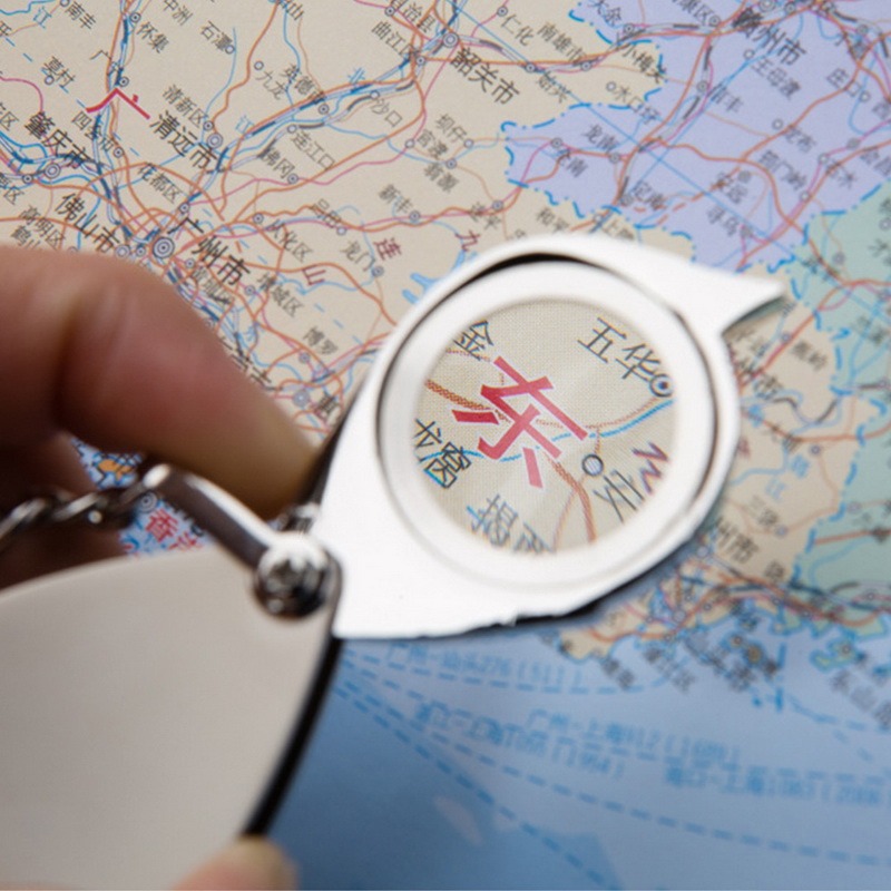 Handheld Magnifying Glass Foldable Mini Keychain 10X Portable Daily Manual Magnifying Glass Keychain Tool Metal Movable Handle