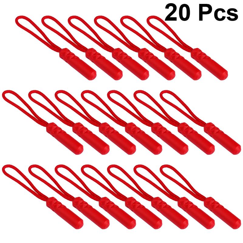 20 stuks cilinderkop rits trekker kleding plastic rits kop compacte rits trekkoord multifunctionele rits trekker voor kleding: Rood
