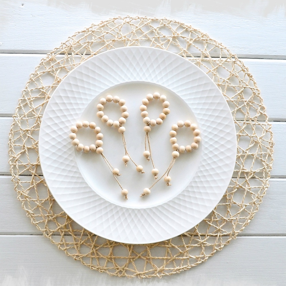 4 Uds Natural hecho a mano de madera servilleta Porta anillos para de bodas Hotel decoración Decoración de mesa de cena nueva