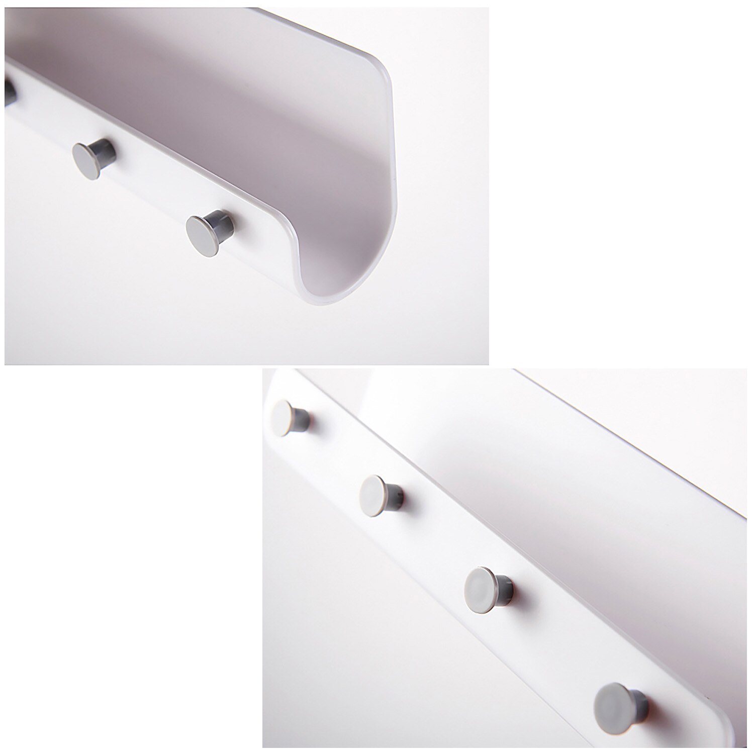 4-Hook U-shape Wall Mount Hooks Self-Adhesive Keys Storage Rack Holder Hanger Organizer for Home Office Kitchen Living Room