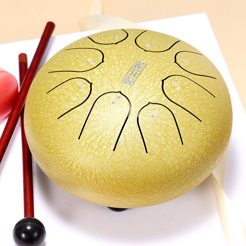 Natur Stahl Trommel Bausatz Zunge Trommel 6 Zoll 8 Melodie Stahl Hand Pfanne Trommel Panzer Trommel Schlagzeug Instrumente Handpan FK88: Gelb