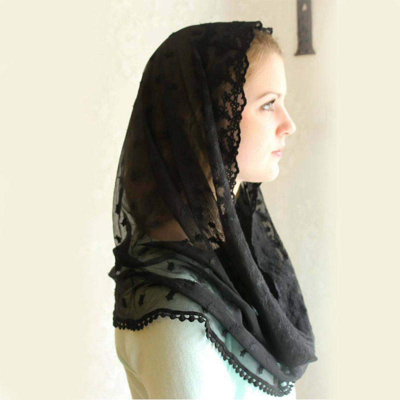 2020 Avorio Nero di Cerimonia Nuziale Del Capo Musulmano Del Merletto Delle Signore Dello Scialle Della Sciarpa da Sposa Mantiglie per La Chiesa di Nozze Velo di Pizzo Cattolica
