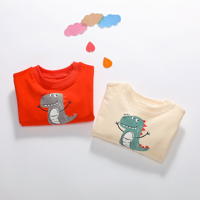 Ragazzi Maglietta Lunga Del Manicotto Delle Ragazze Dei Capretti Del Bambino Del Bambino Del Cotone Magliette E Camicette Del Bambino Del Fumetto Dinosauro Tee Vestiti Per Ragazze di Estate Vestiti Infantili