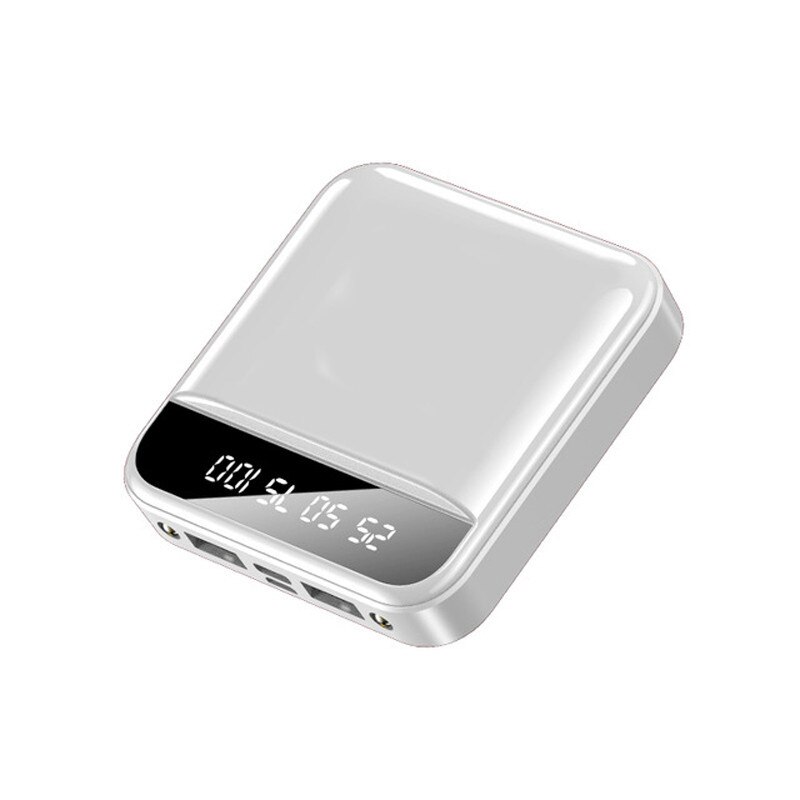 Mini Power Bank 30000mAh Portable Phone Charger Outdoor Travel Powerbank LED Light Poverbank LCD Digital Display for Smartphone: White