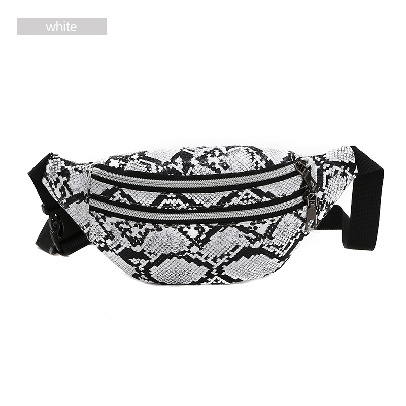 AIREEBAY 3-Tasche Serpentin Frauen Taille Tasche Dame fanny Pack Gürtel Tasche Mini frauen Tasche Luxus taille Pack: 4216Weiß