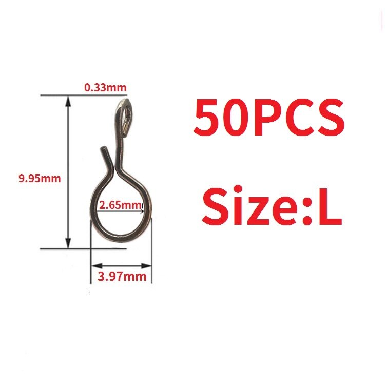 25-50PCS Stainless Steel Fly Fishing Connector Snap Pin Quick Change Flies Hook Lures Clip Fishing Gear Accessories: Size L 50PCS