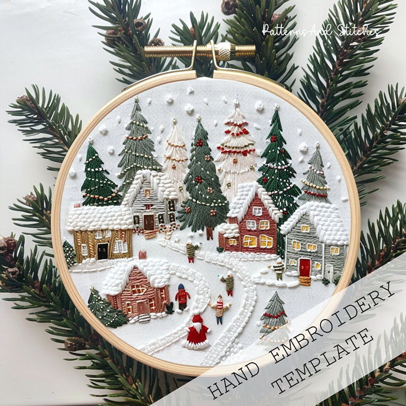 Kit de bordado navideño con muñeco de nieve de gnomo, Kit DIY para adultos con instrucciones de hilo de aguja, decoración del hogar: 20 x 30 cm / YELLOW