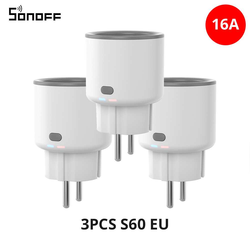 SONOFF S60 EU 16A iPlug Wi-Fi sprytny gniazdo elektryczne 1-5szt. Zabezpieczenie przed przeciążeniem Inteligentny pilot zdalnego sterowania przez eWeLink Alexa Google IFTTT: Bundle3
