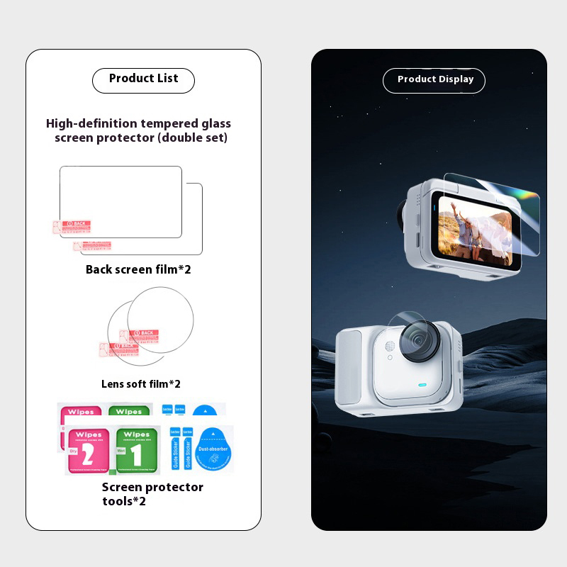 Voor Insta360 GO Ultra 9H Gehard Glas Film anti-kras Draagtas Beschermhoes voor Insta360 GO Ultra Camera accessoires: zwarte kleur