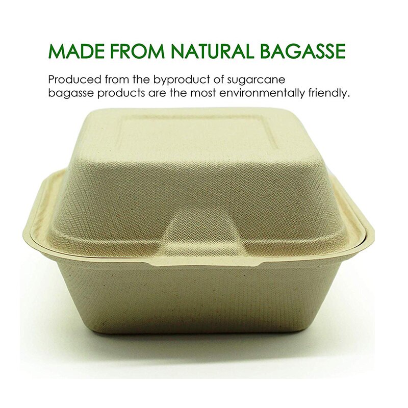 Clamshell Disposable Eco Containers Microwavable Hinged Container Restaurant Carryout Lunch Meal Takeout Storage Service.