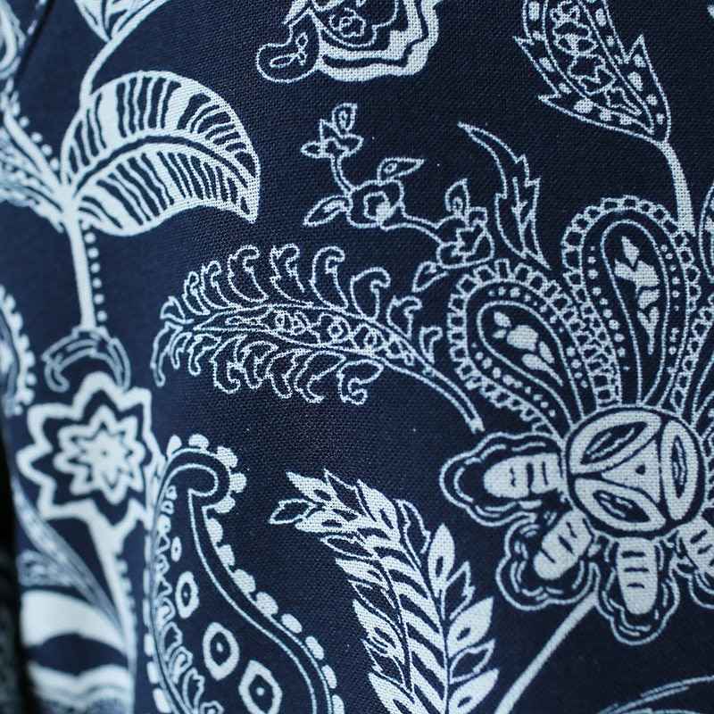 Johnature kvinder vintage kjole hvid og blå kinesisk stil cheongsam efterår vinter stand langærmet fleece varm kjole