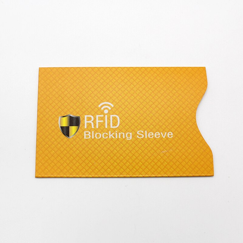 5 kpl turvavarkaudenestolukija rfid-sulkuholkki suojaa luottokortteja kotelon kansi alumiinipinnoitettu paperi id pankkikortin pidike: A - oranssi