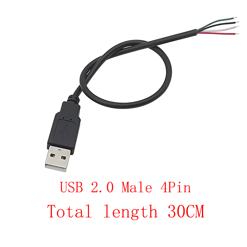 USB-voedingskabel Micro USB / USB 2.0 Type A / Type C 2/4 Pin Stekker Vrouwelijke Jack Draadconnector Data-oplaadsnoeren 30CM: YELLOW / 5-9 Stks