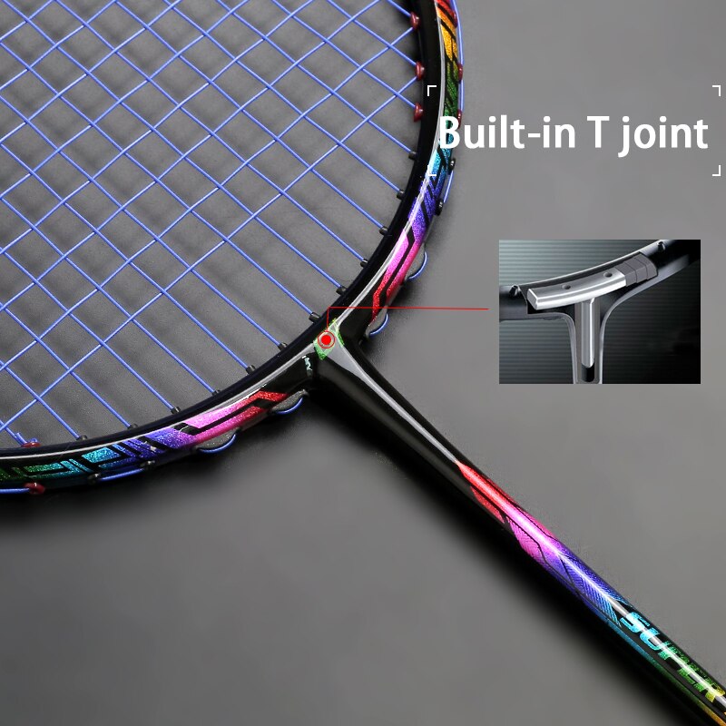 High Tension 35LBS Carbon Fiber Badminton Racket Strung Speed Ultralight 4U 80g G4 Training Racquet For Adult Padel
